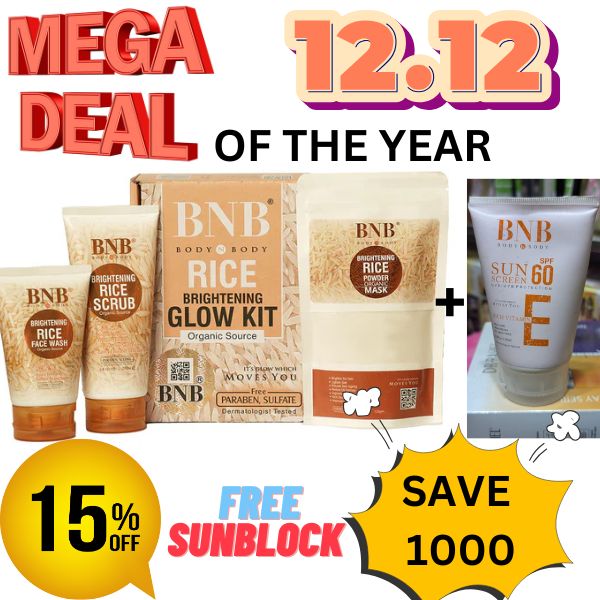 3 in 1 BNB Rice Glow Kit + Free Sunblock🔥