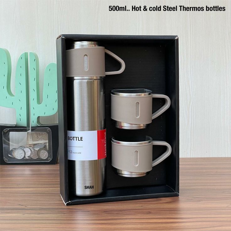 Stainless steel vacuum flask set